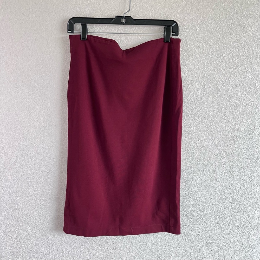 Vince‎ Camuto Women's Straight Midi Burgundy Skirt